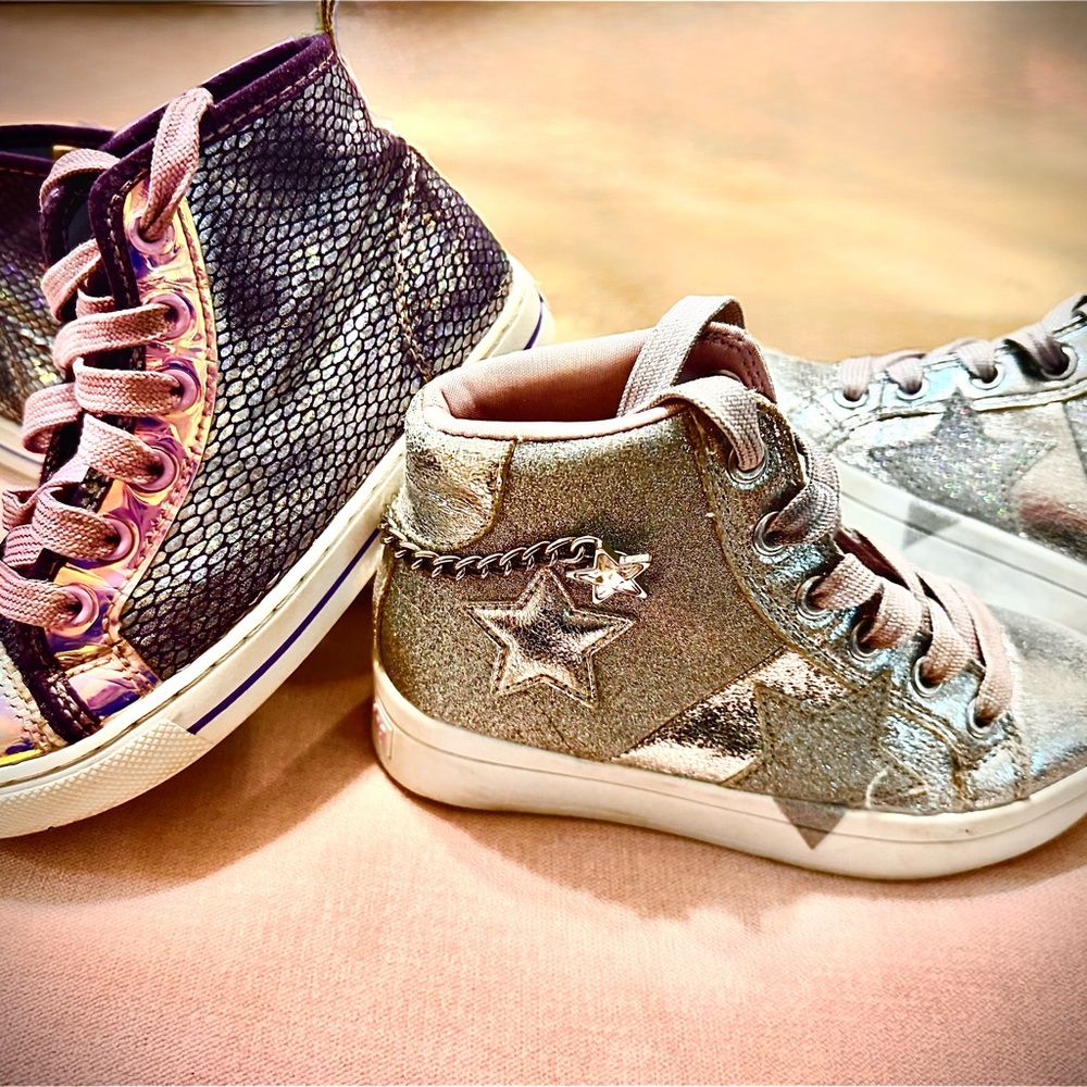 Kids Glitter High-Top Sneakers